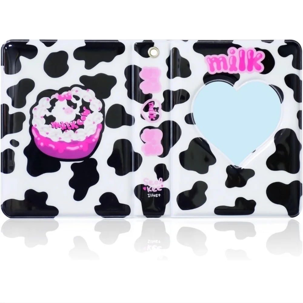 Black and White Cow Print photo album with Heart Window